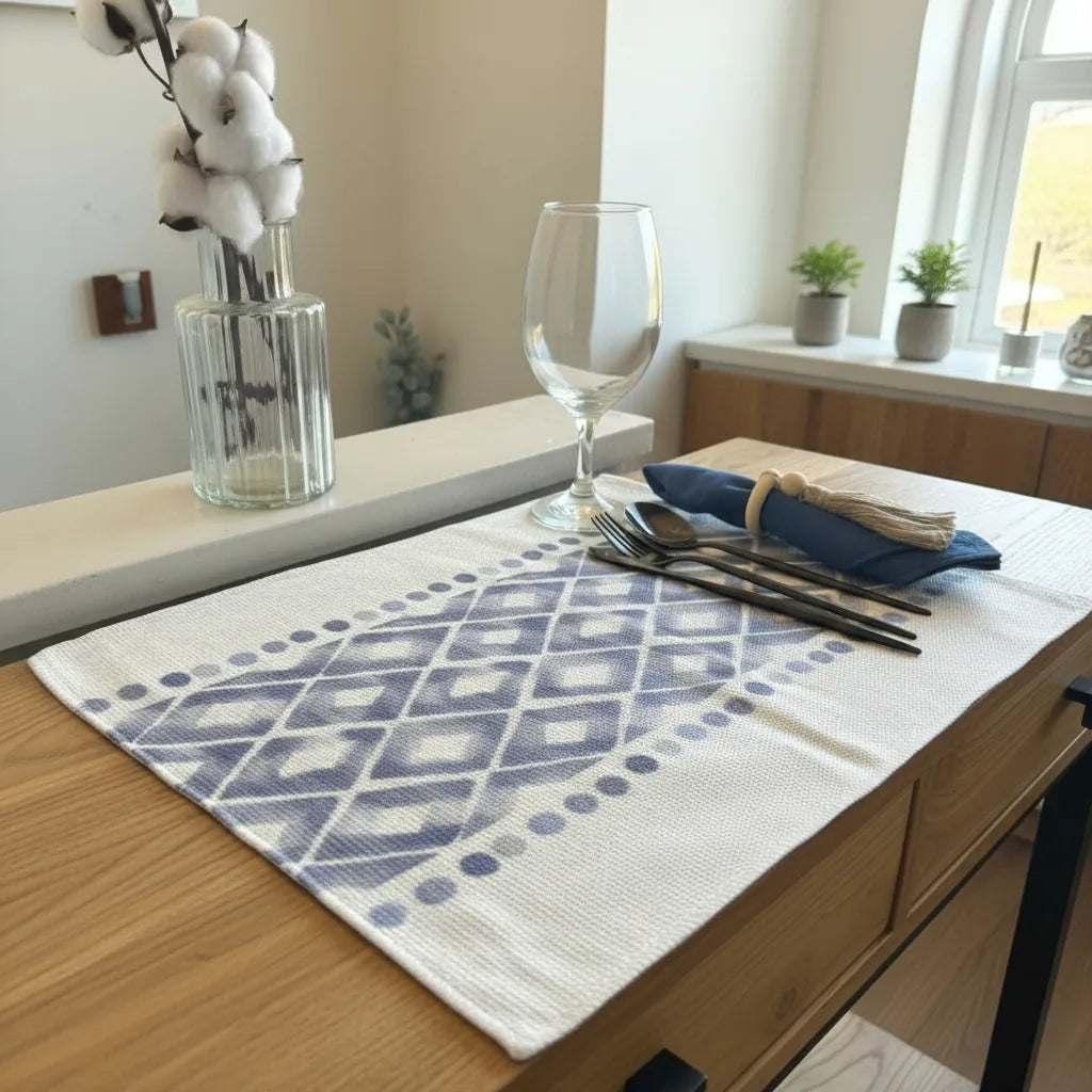 Individuales tejidos azul