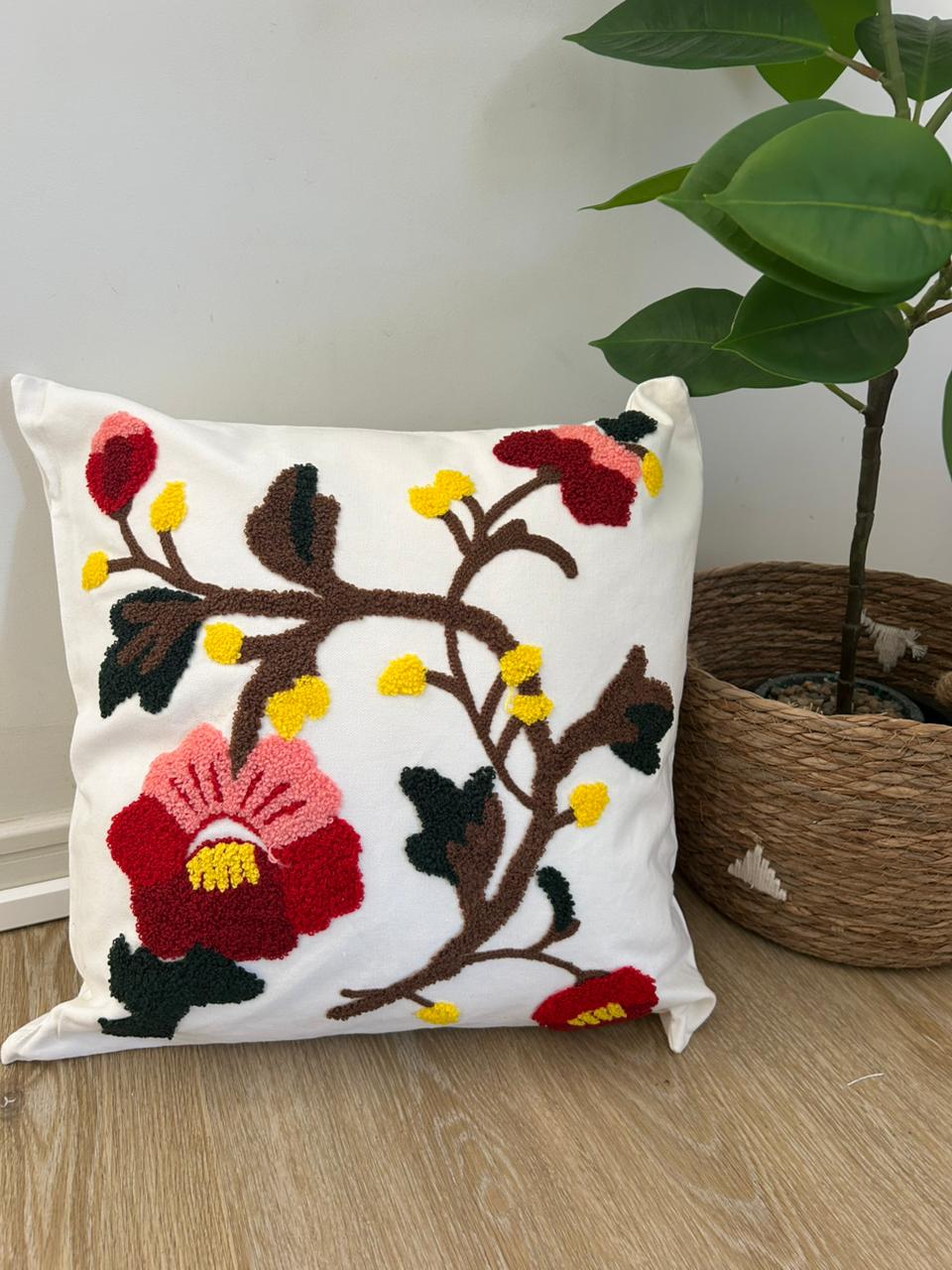 Fundas de cojines bordadas, Diseño Rama Floral