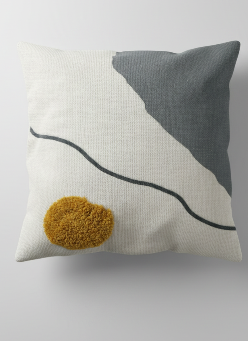 Fundas de cojines Abstracto con Relieve Mostaza – 45×45 cm