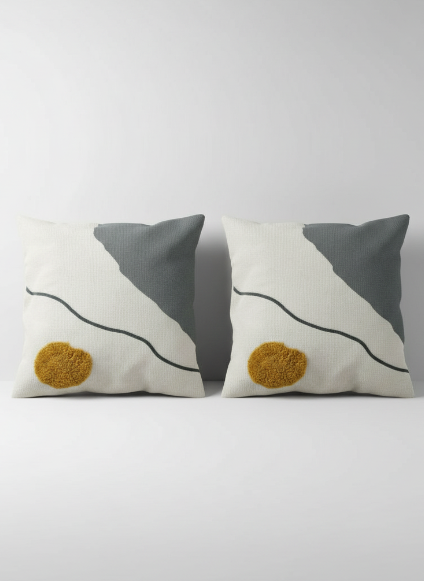 Fundas de cojines Abstracto con Relieve Mostaza – 45×45 cm