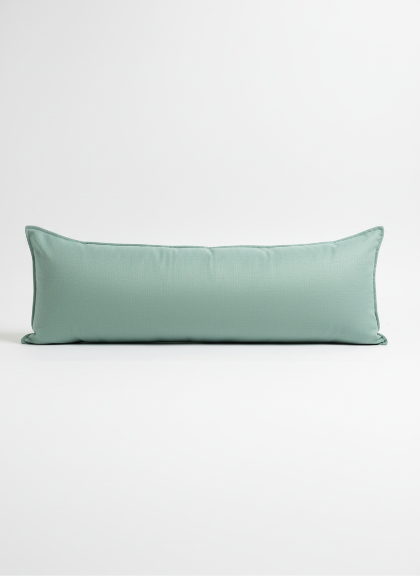 Cojín Bordado Rectangular 35×90 cm – Decorativo y Suave  Verde agua