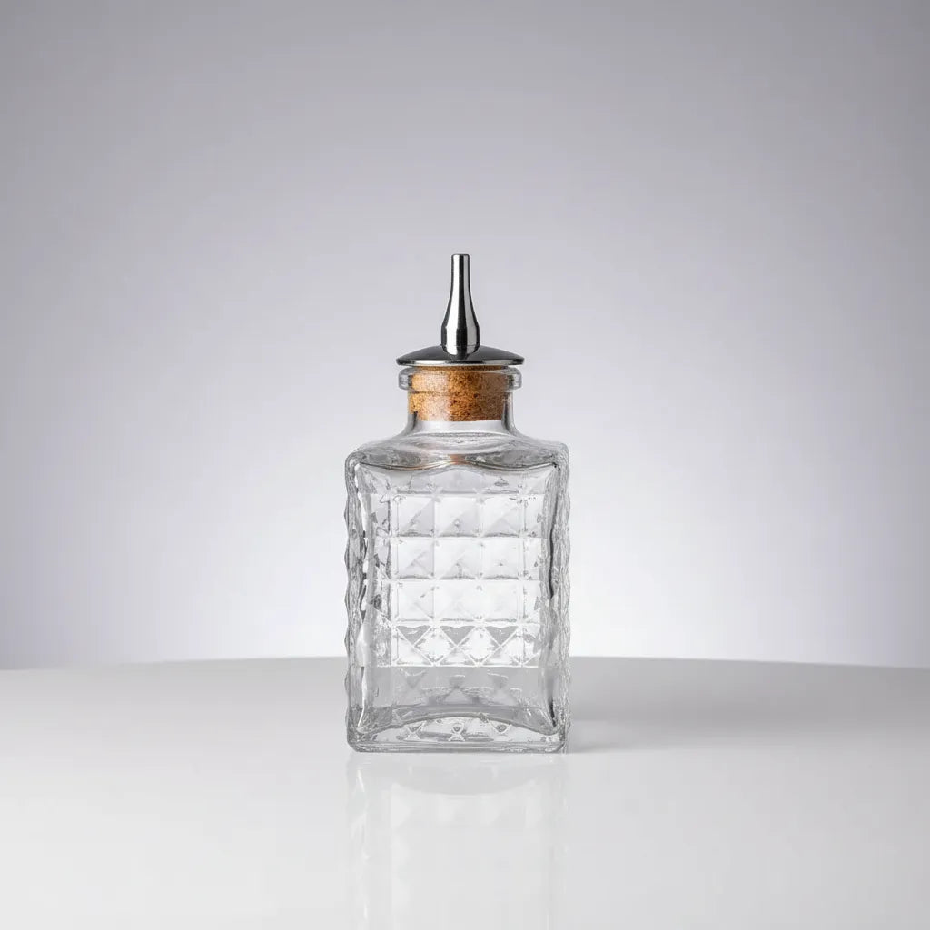 Dispensador De Vidrio Texturizado Con Tapa Plateado