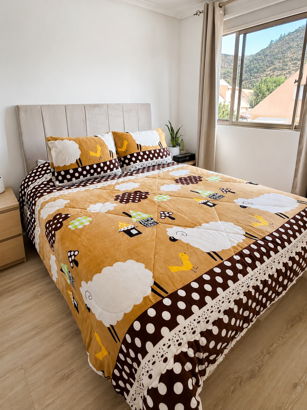 Cubrecama 2 Plazas Polar con Chiporro Dulce Pradera 230x250 cm + 2 Fundas