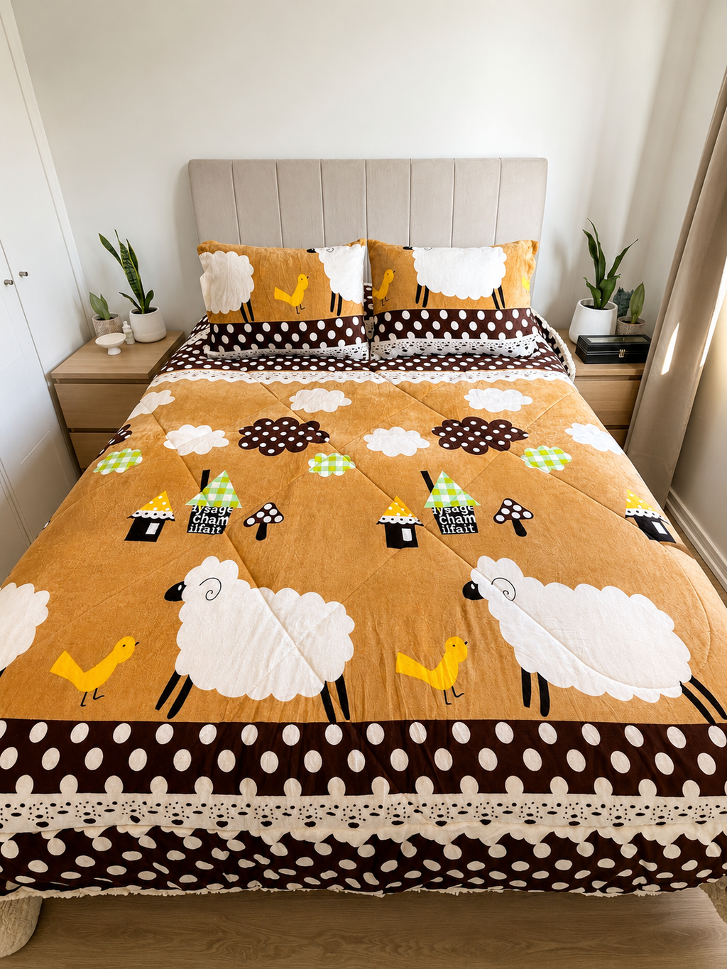 Cubrecama 2 Plazas Polar con Chiporro Dulce Pradera 230x250 cm + 2 Fundas