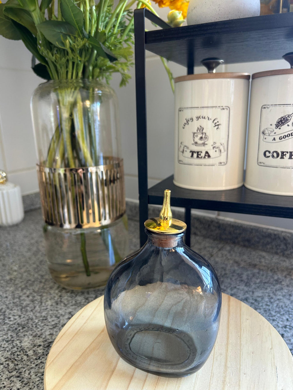 Dosificador de  endulzante, vidrio  Modelo A, negro.