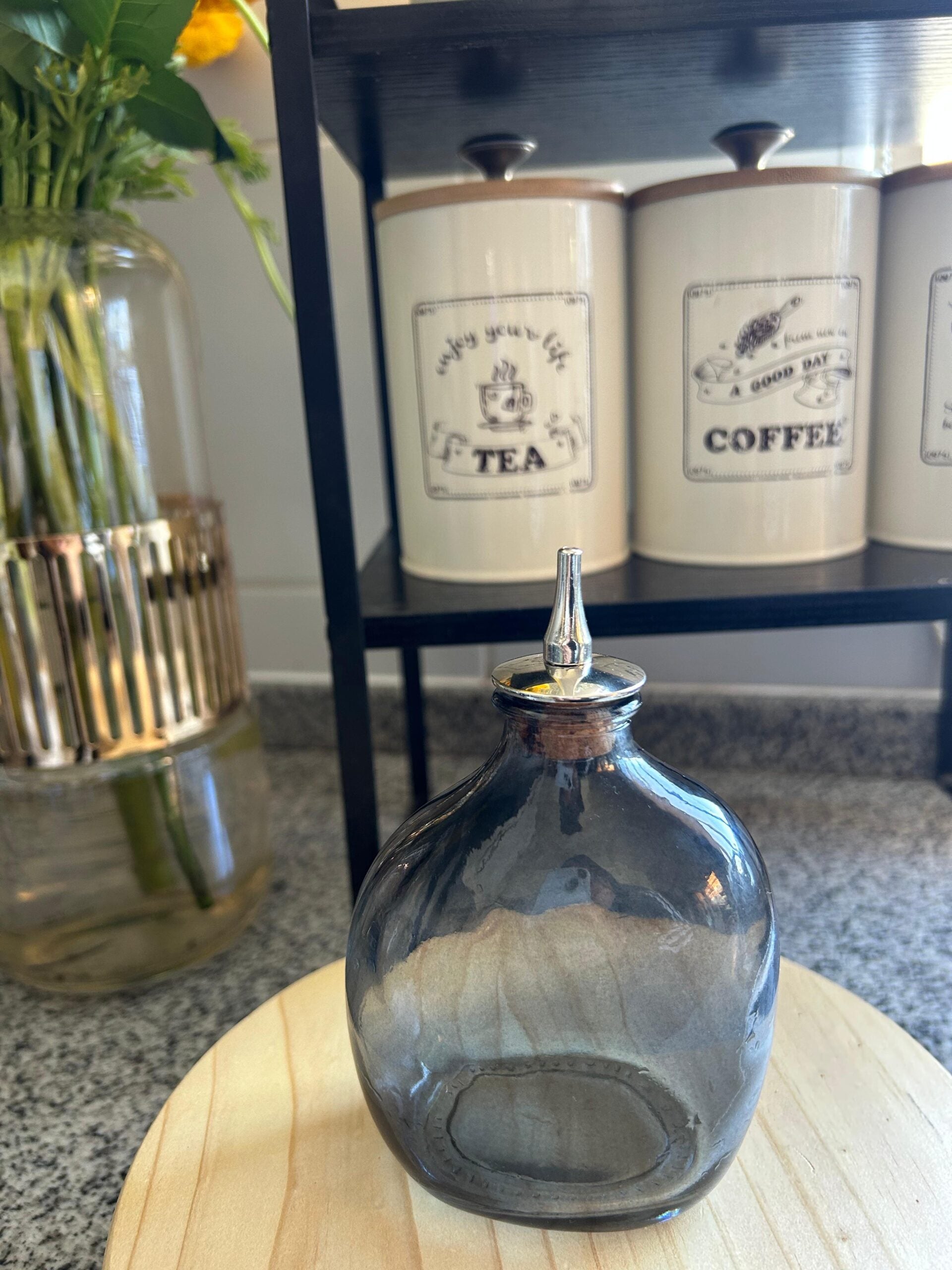 Dosificador de  endulzante, vidrio  Modelo A, negro.