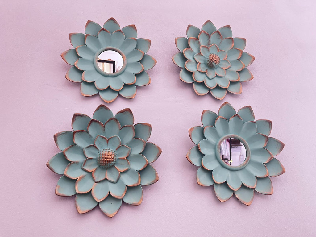 Set  de 4,  flores y espejos