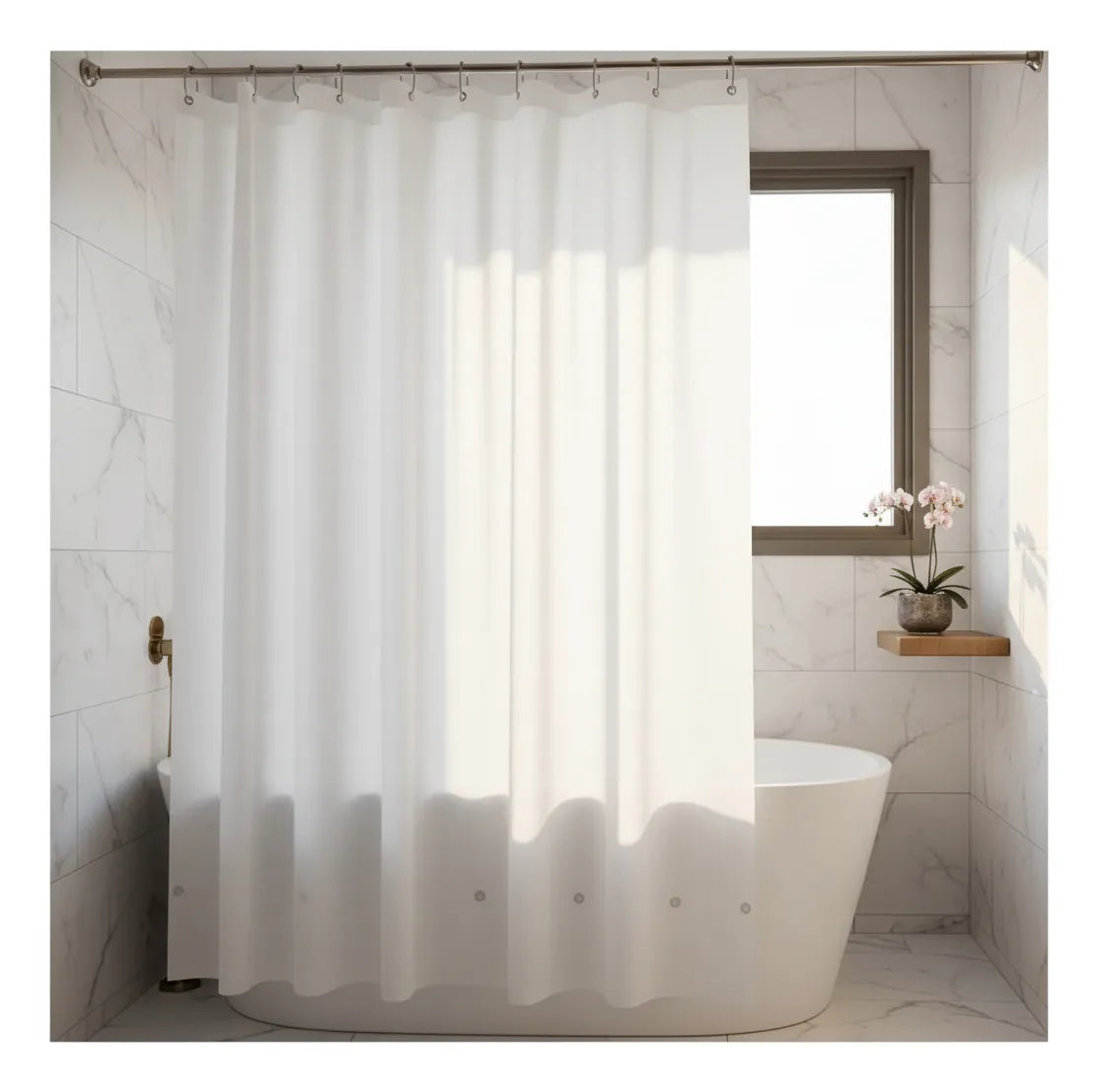 orro Para Cortina De Baño Blanco, 3 Magnetos 180 × 180 Cm