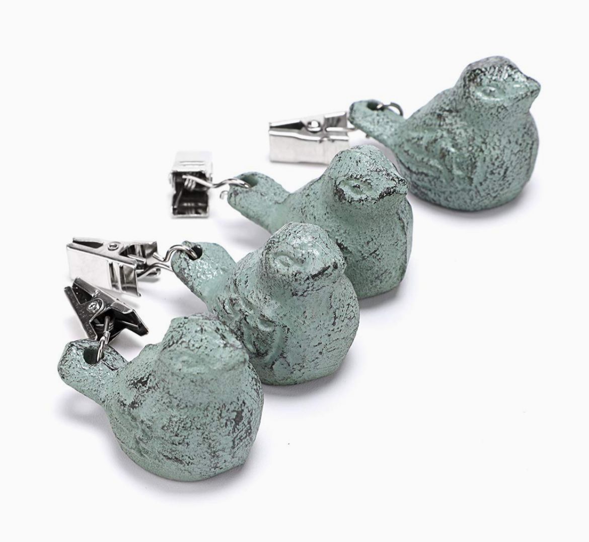 Juego de 4 pesos pajaritos para mantel con clip