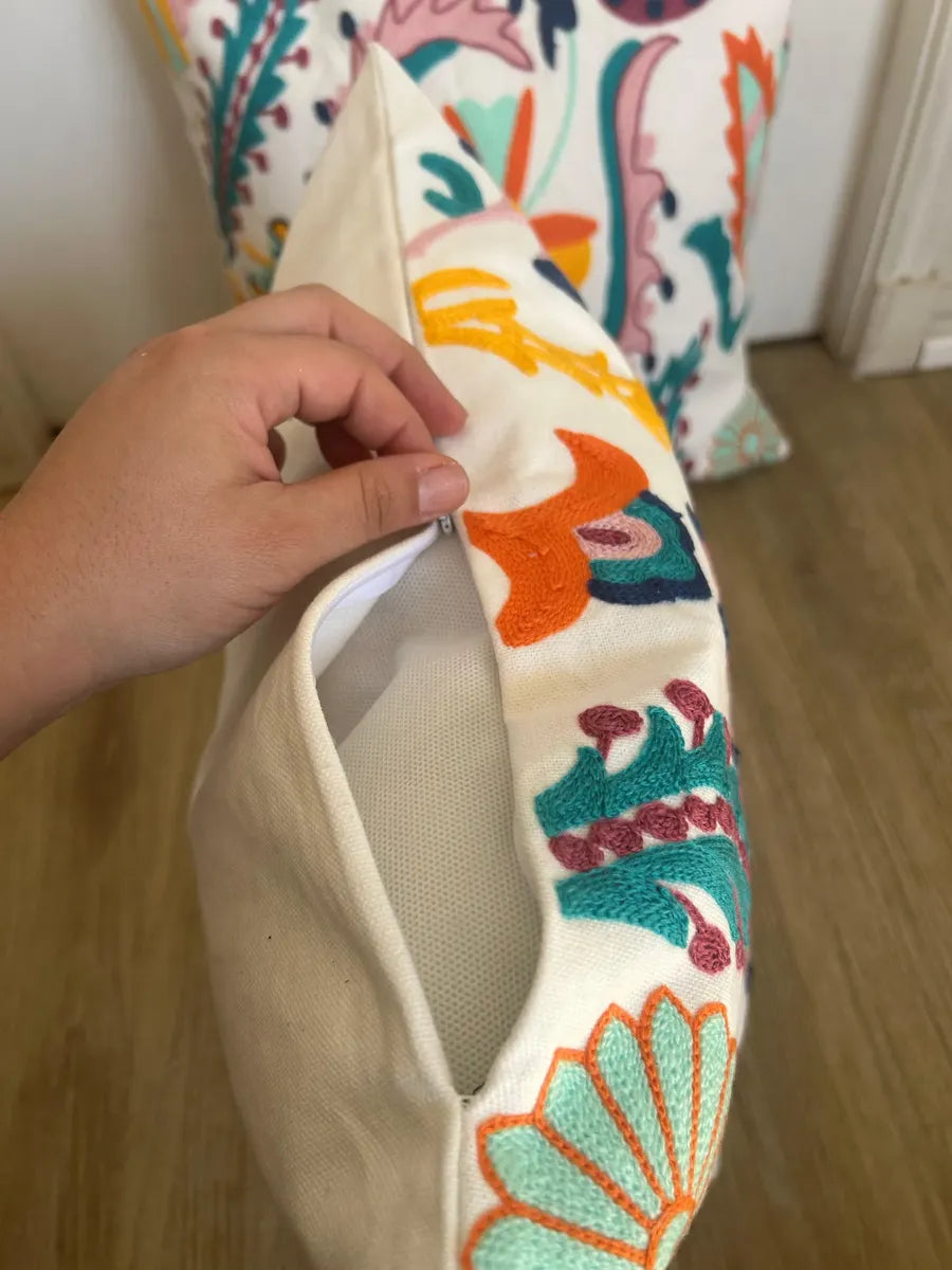Fundas de cojines bordadas Multicolor “Jardín Vivo”