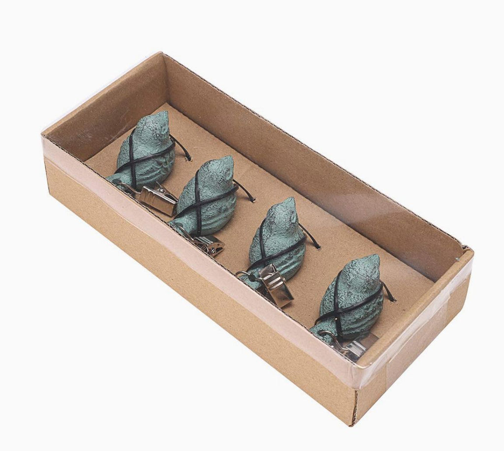 Juego de 4 pesos pajaritos para mantel con clip
