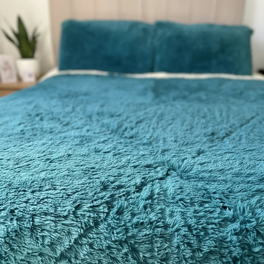 Cubrecama Sherpa 2 Plazas Turquesa | Extra Suave