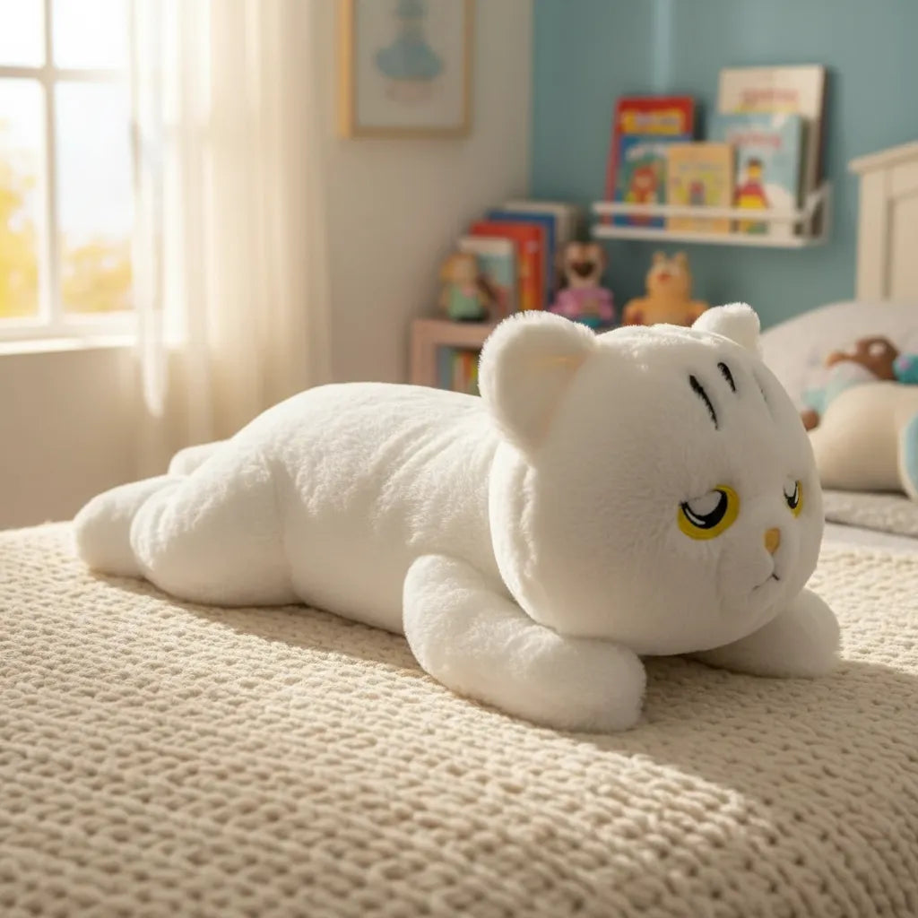 Peluche Gato Largo Gigante Blanco Almohada De Abrazo
