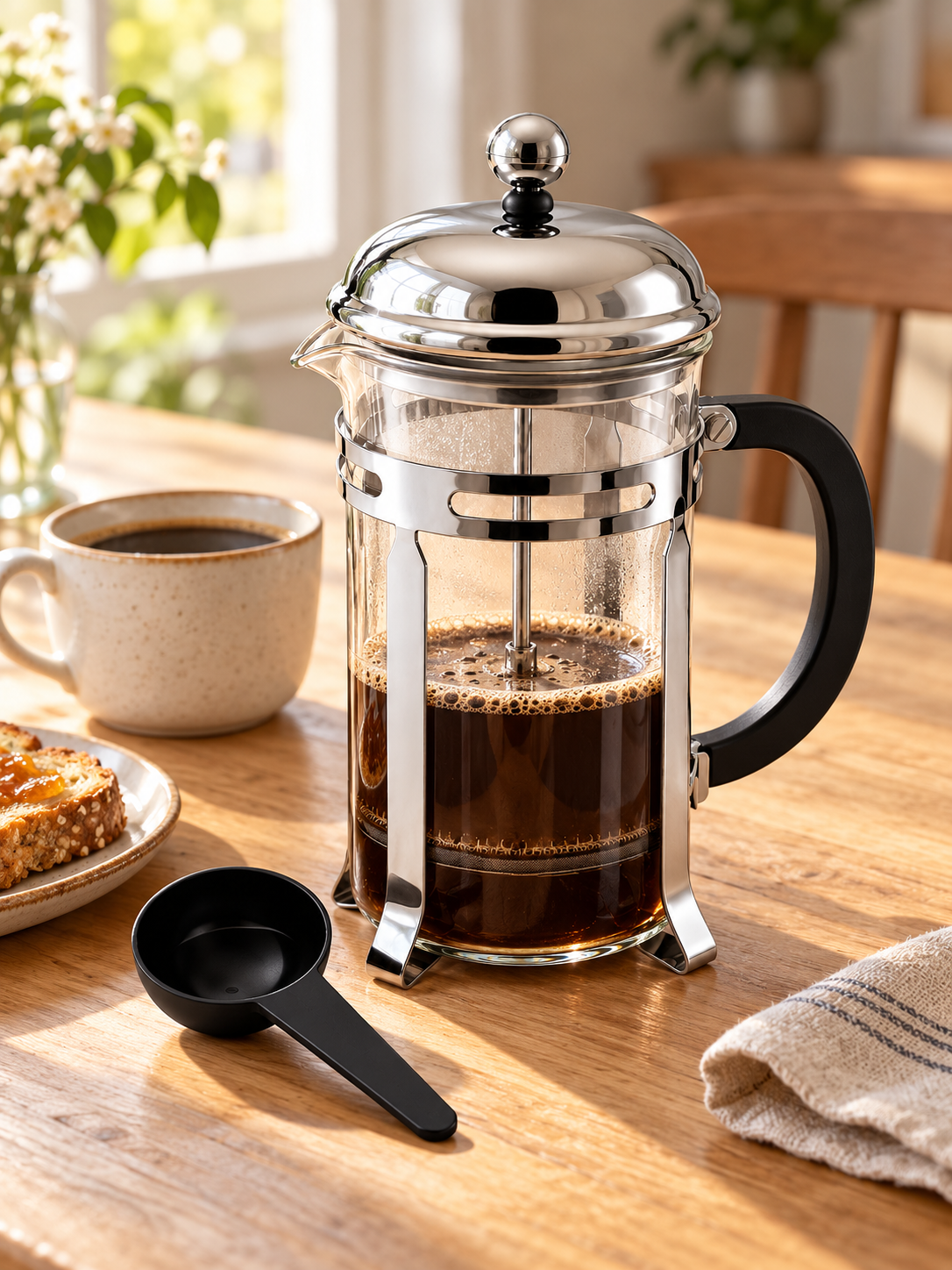Cafetera Prensa Francesa de Vidrio 1 Litro para Café y Té