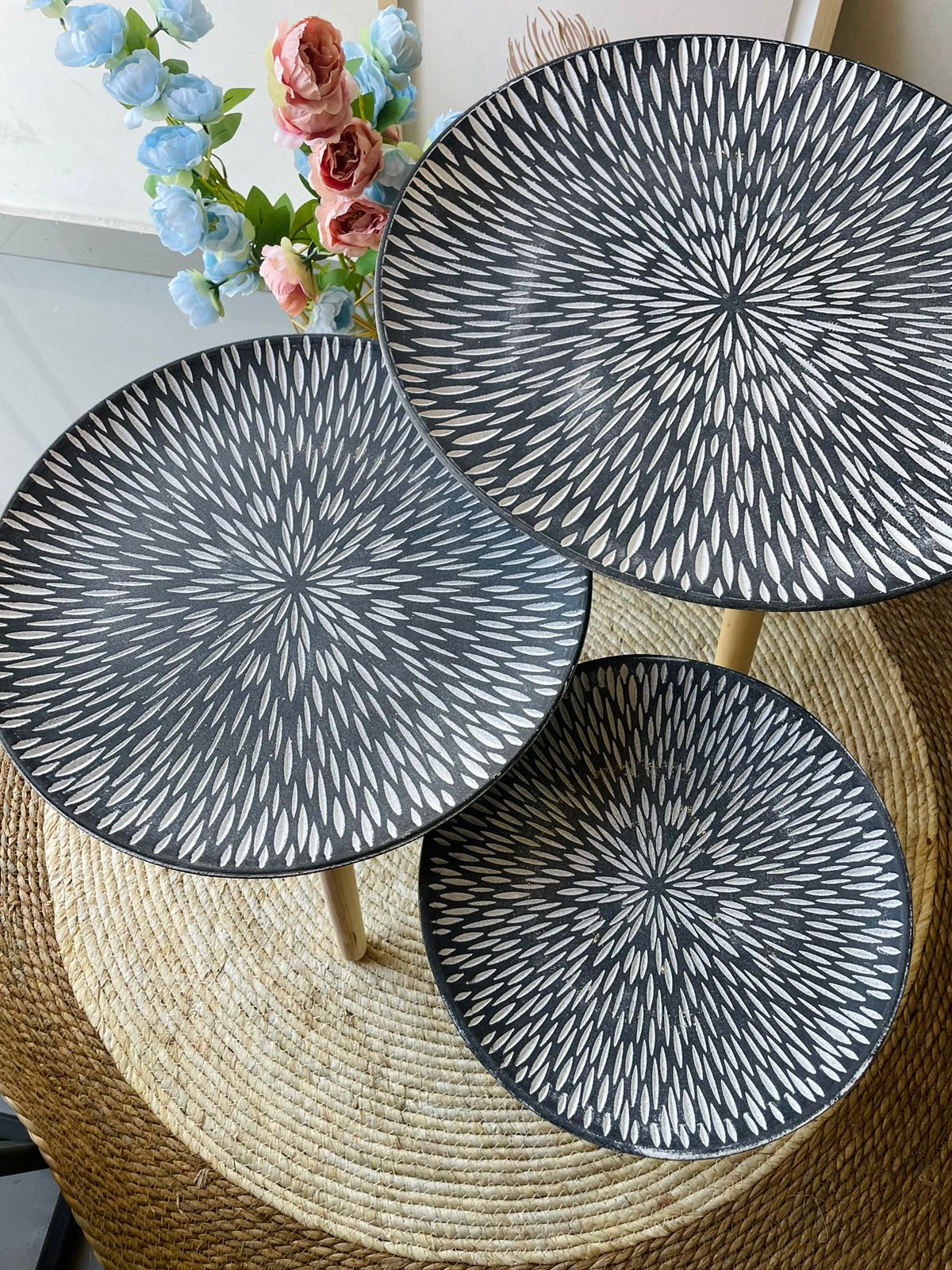 Set de mesas decorativas color negra