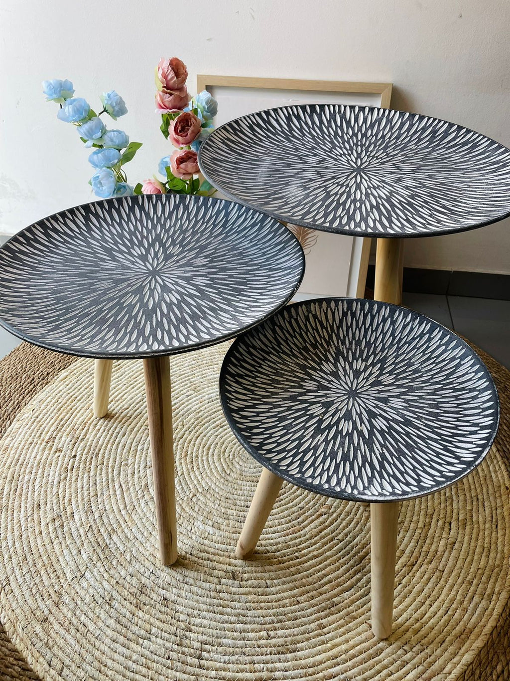 Set de mesas decorativas color negra