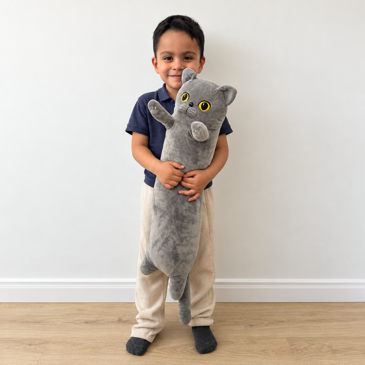 Peluche Gato Largo  · Afelpado Extra Suave  Gris