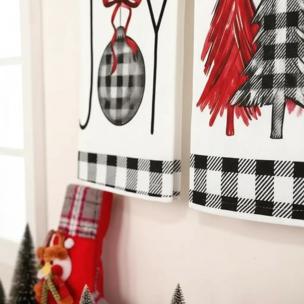 Set 2 Paños de Cocina Navideños 45 × 70 cm · Christmas Joy Rojo