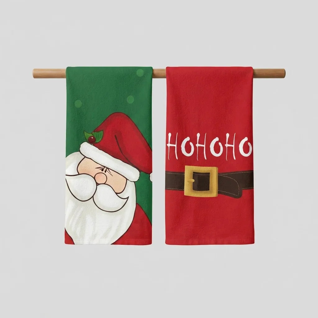 Set 2 Paños De Cocina Navideños 45 × 70 Cm · Santa Ho Ho Ho