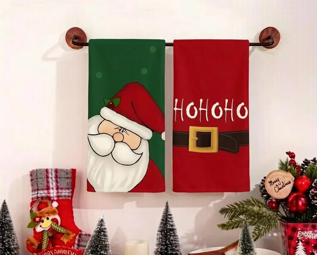 Set 2 Paños De Cocina Navideños 45 × 70 Cm · Santa Ho Ho Ho