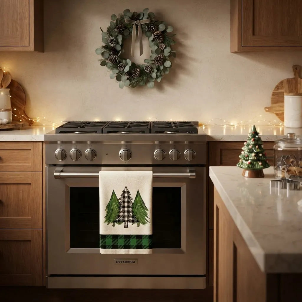 Set 2 Paños de Cocina Navideños 45 × 70 cm · Christmas Joy Verde