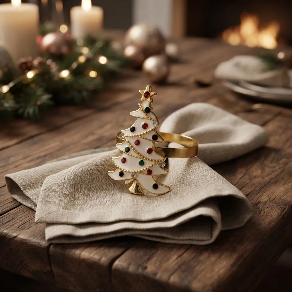 Set De 6 Anillos De Servilleta Navideños · Árbol De Navidad