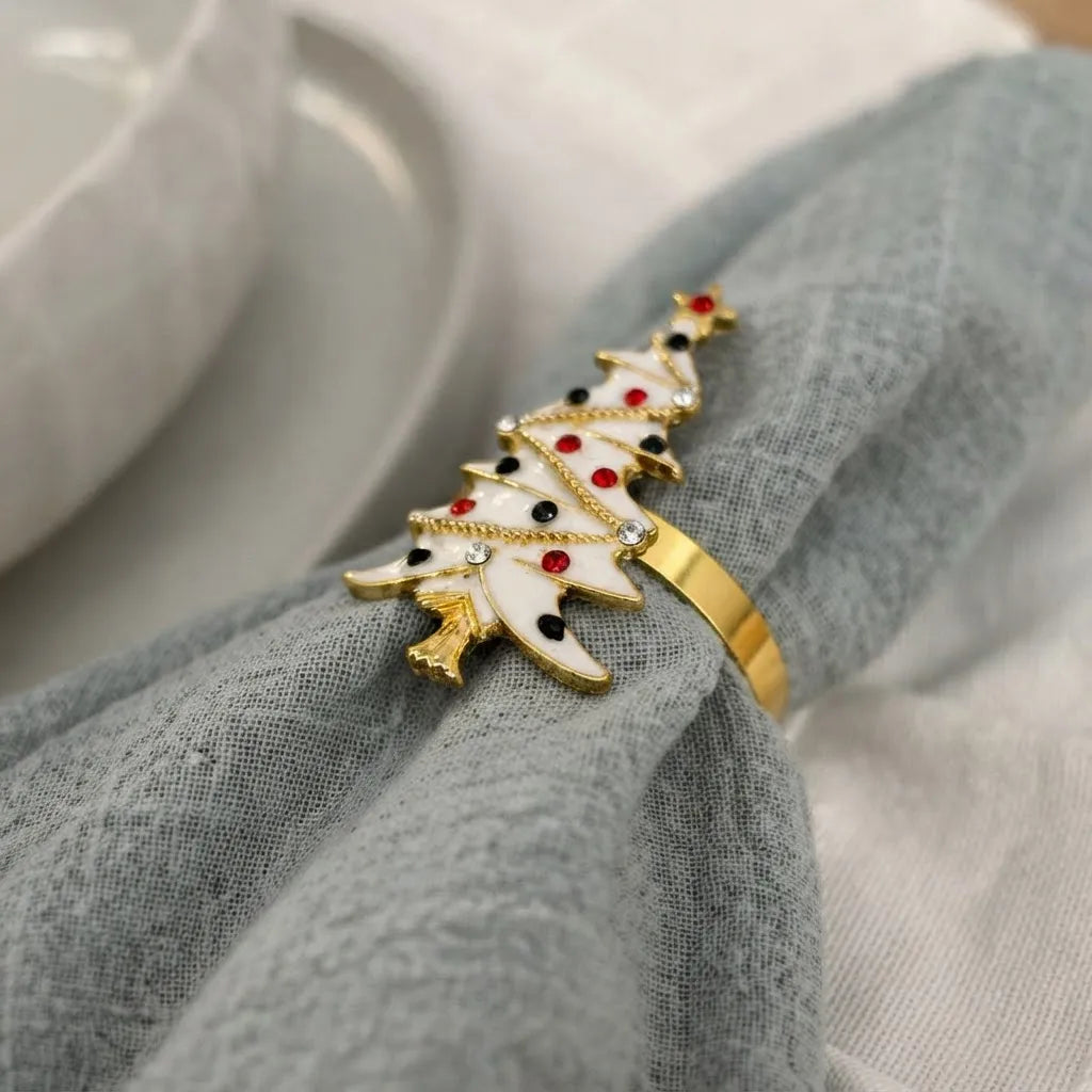 Set De 6 Anillos De Servilleta Navideños · Árbol De Navidad