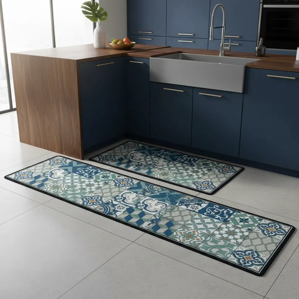 Set De 2 Alfombras Vinílicas Antideslizantes Para Cocina M14