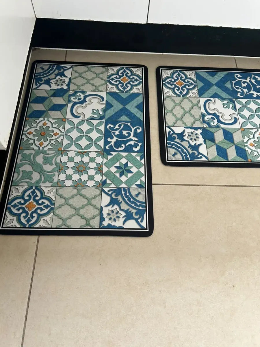Set De 2 Alfombras Vinílicas Antideslizantes Para Cocina M14