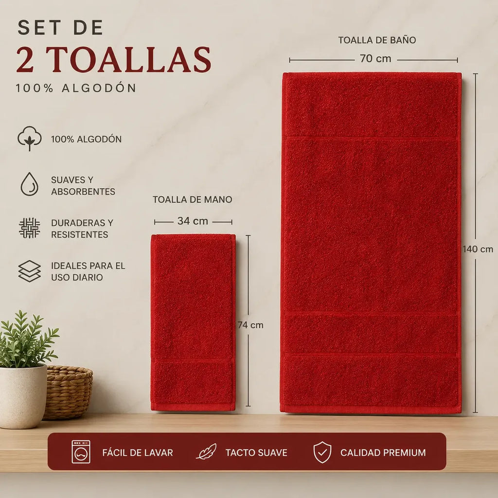Set De 2 Toallas De Baño Terracota Baño Y Mano