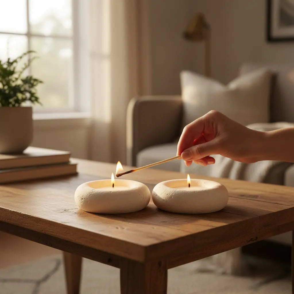 Set De 2 Velas Aromáticas Círculo Zen Texturizadas