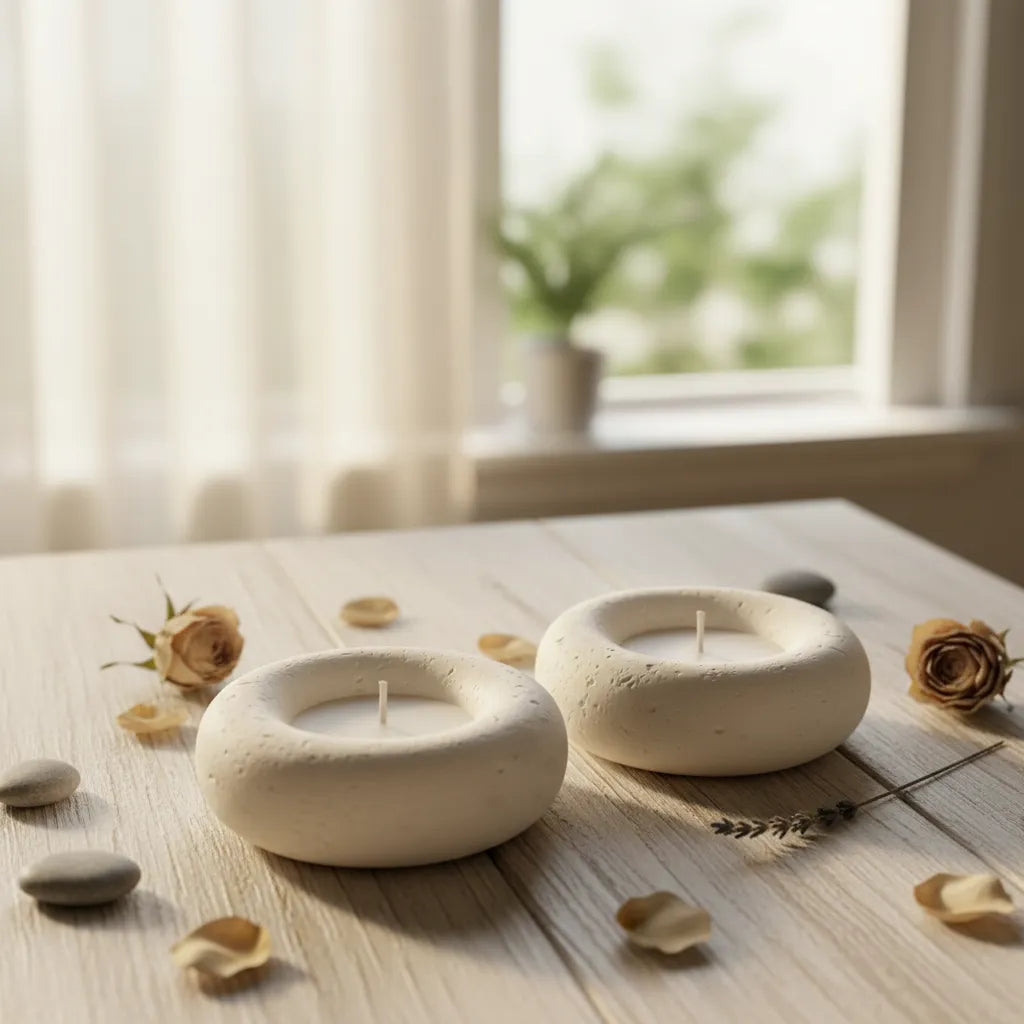 Set De 2 Velas Aromáticas Círculo Zen Texturizadas