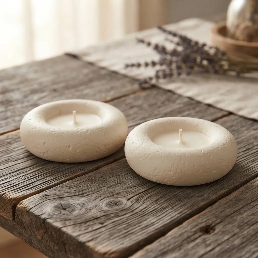 Set De 2 Velas Aromáticas Círculo Zen Texturizadas