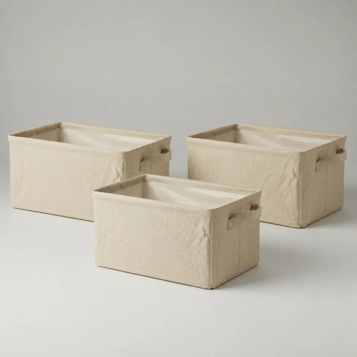 Canasto Organizador Rectangular Beige con Asas