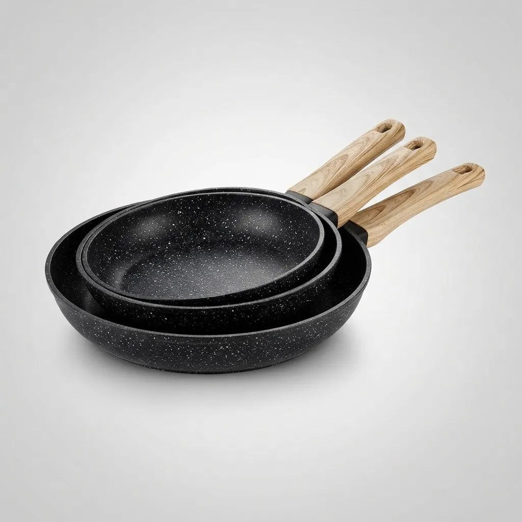 Set de 3 Sartenes Antiadherentes Cerámicos 20, 24 y 28 cm - Negro
