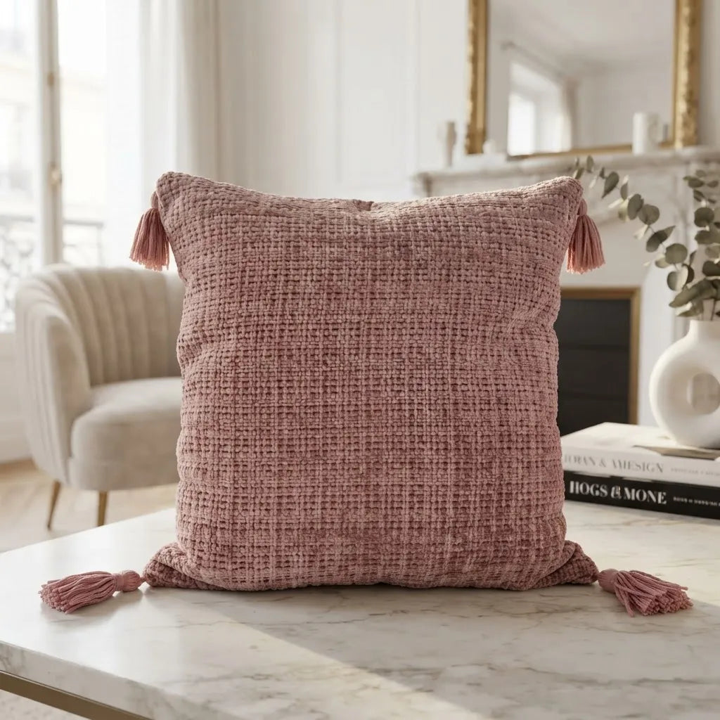 Funda de cojín · Chenille Rosa empolvado