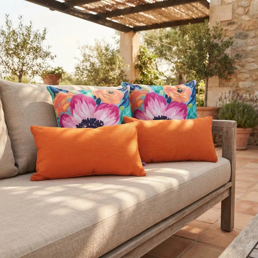 Set De 4 Cojines Decorativos Jardín Acuarela