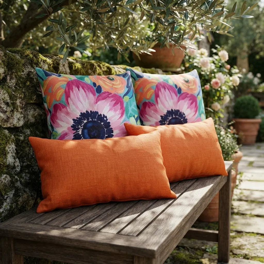 Set De 4 Cojines Decorativos Jardín Acuarela