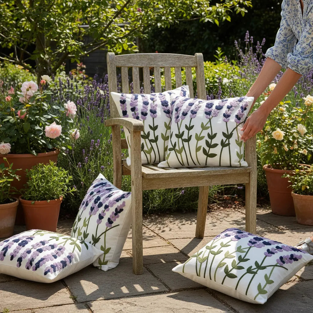 Set De 4 Cojines Decorativos Jardín Lavanda Rosé