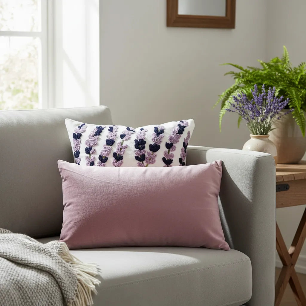 Set De 4 Cojines Decorativos Jardín Lavanda Rosé