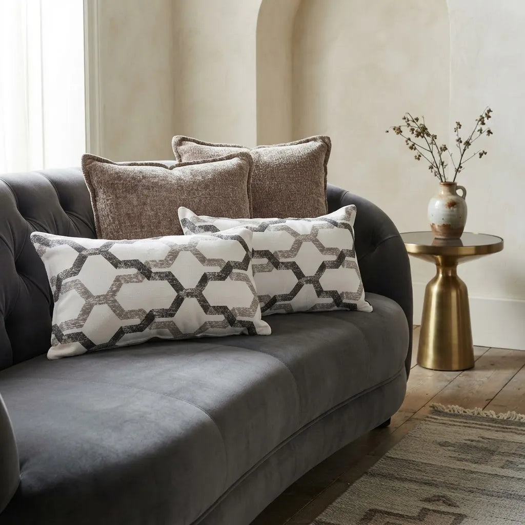 Set De 4 Cojines Decorativos · Chenille Y Geométricos