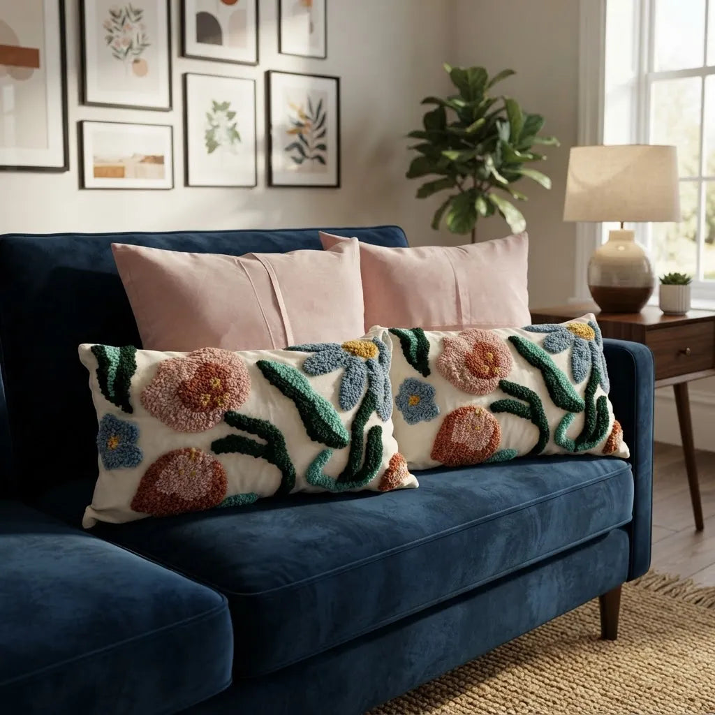 Set De 4 Cojines Jardín Rosé Boho 50 × 50 Y 30 × 50 Cm