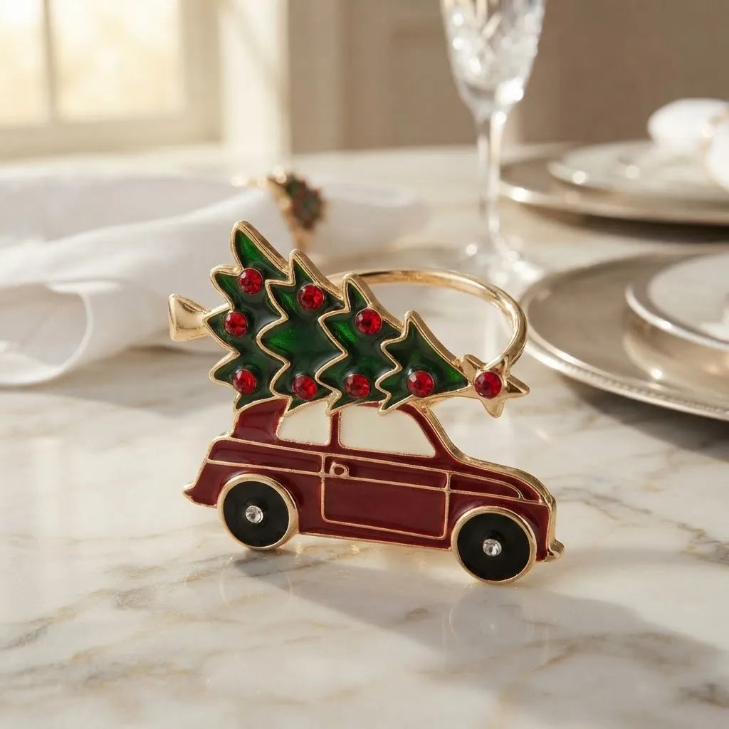 Set De 6 Anillos De Servilleta Navideños · Auto Navideño