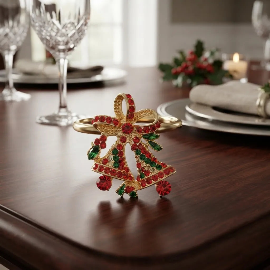 Set De 6 Anillos De Servilleta Navideños · Campanas