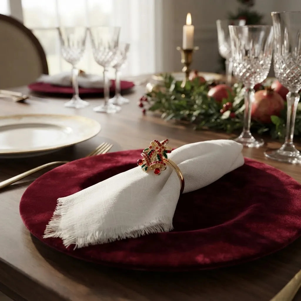 Set De 6 Anillos De Servilleta Navideños · Campanas