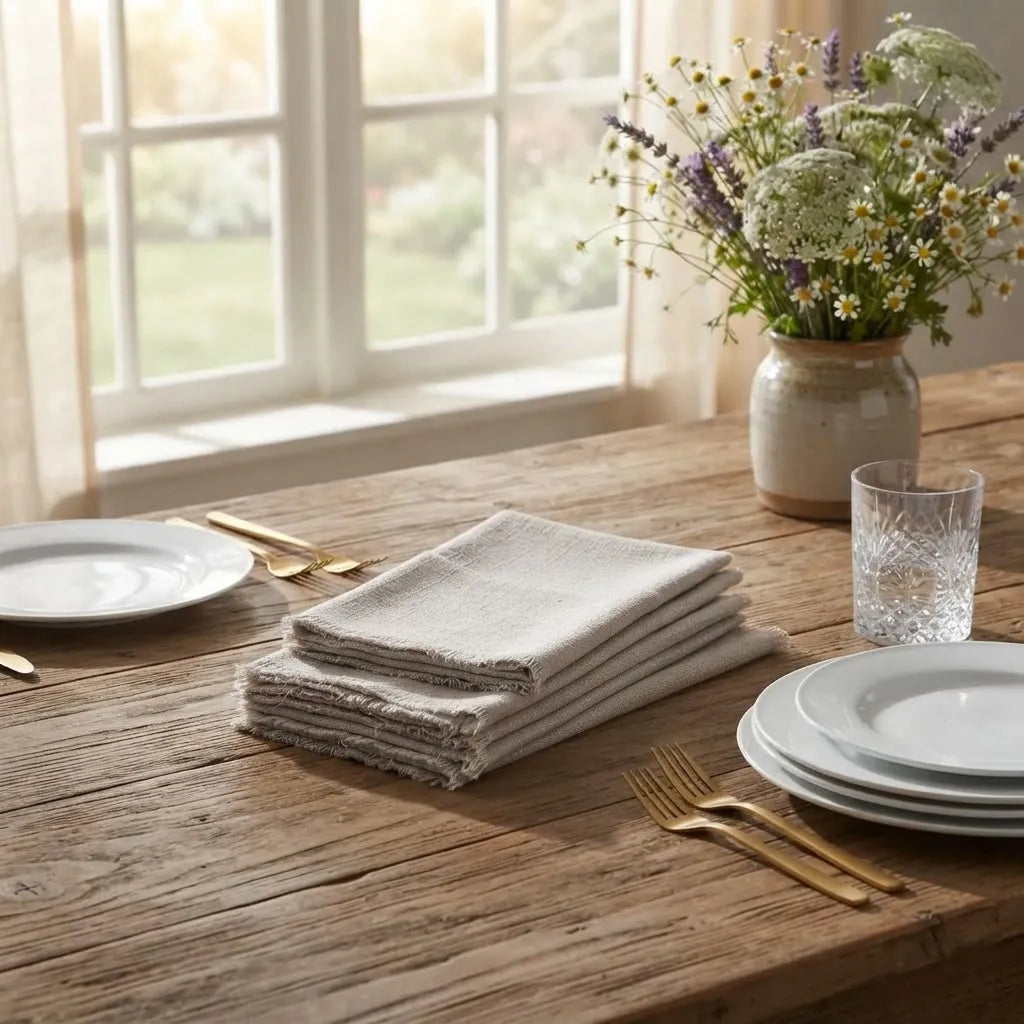 Set De 6 Servilletas De Lino Gris  41x41 Cm