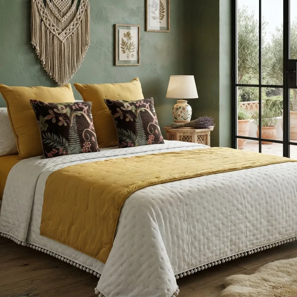Set Mostaza Natural · Jardín Boho – 7 Piezas