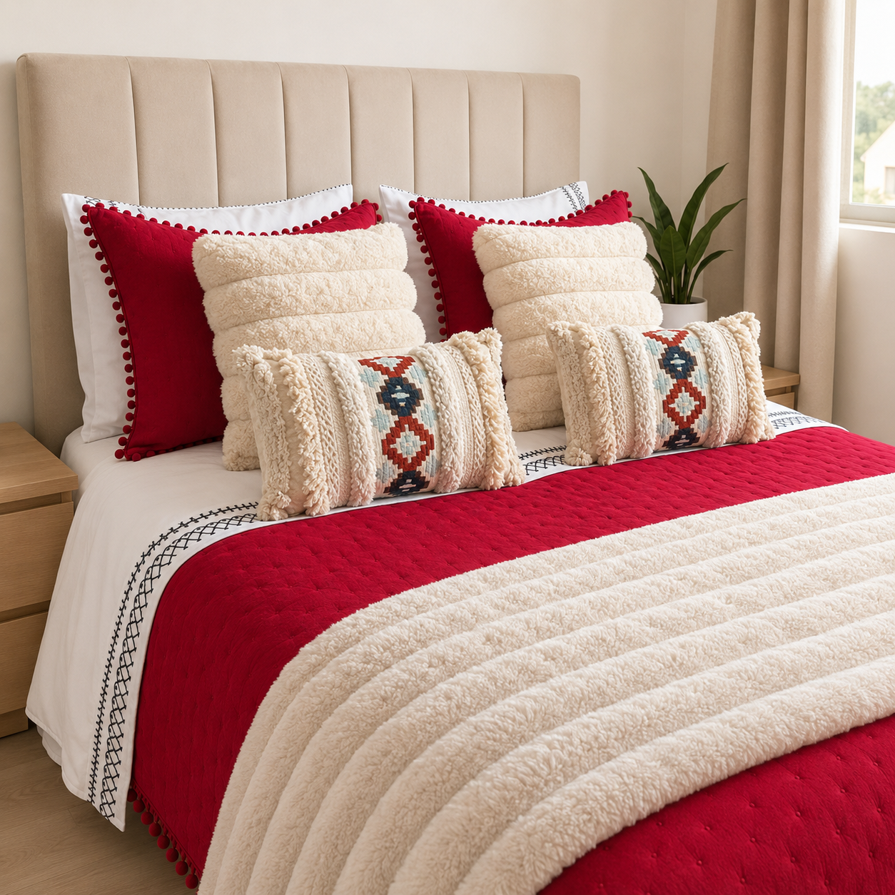 Set Renovación 2 Plazas Invierno Rubí Boho 8 Piezas