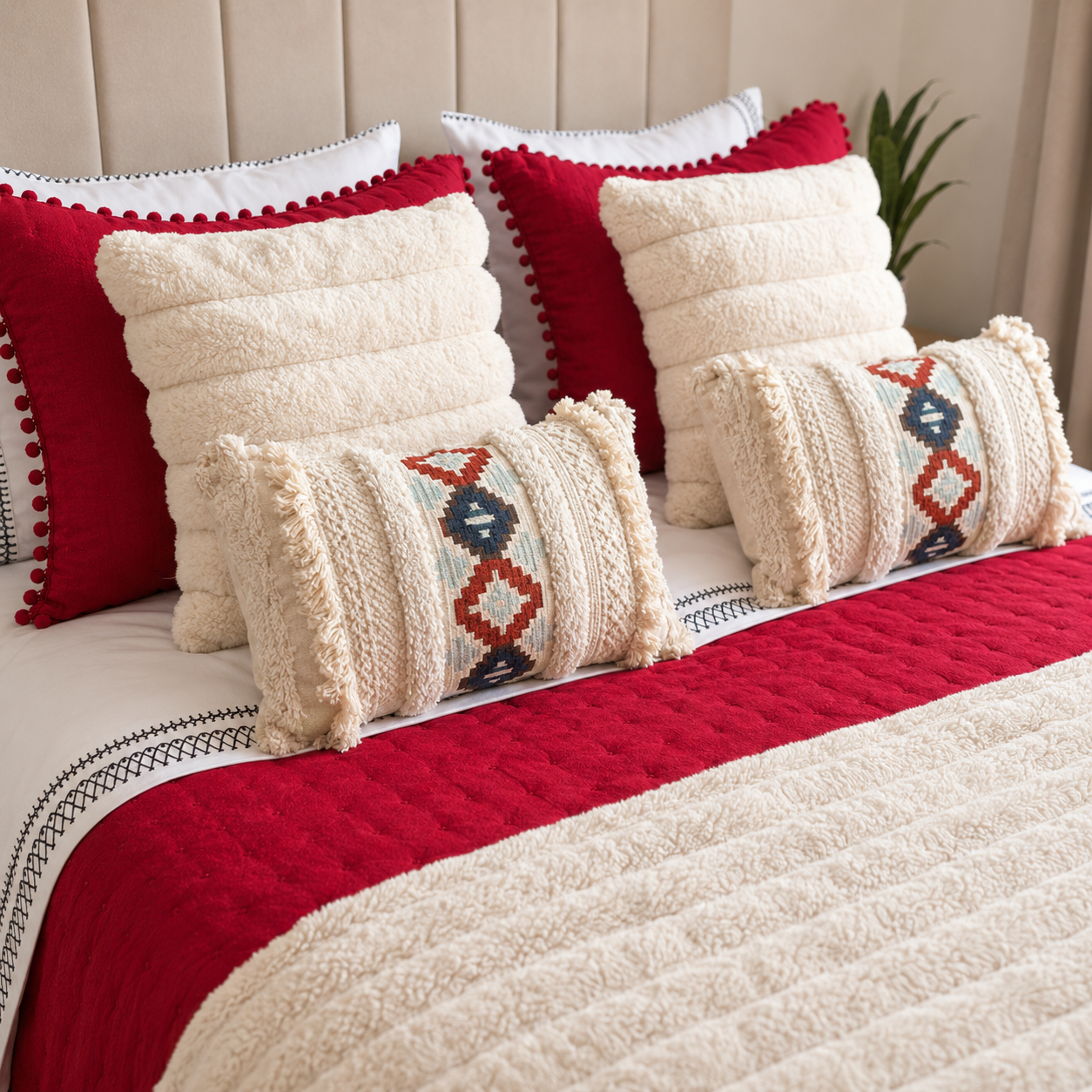 Set Renovación 2 Plazas Invierno Rubí Boho 8 Piezas