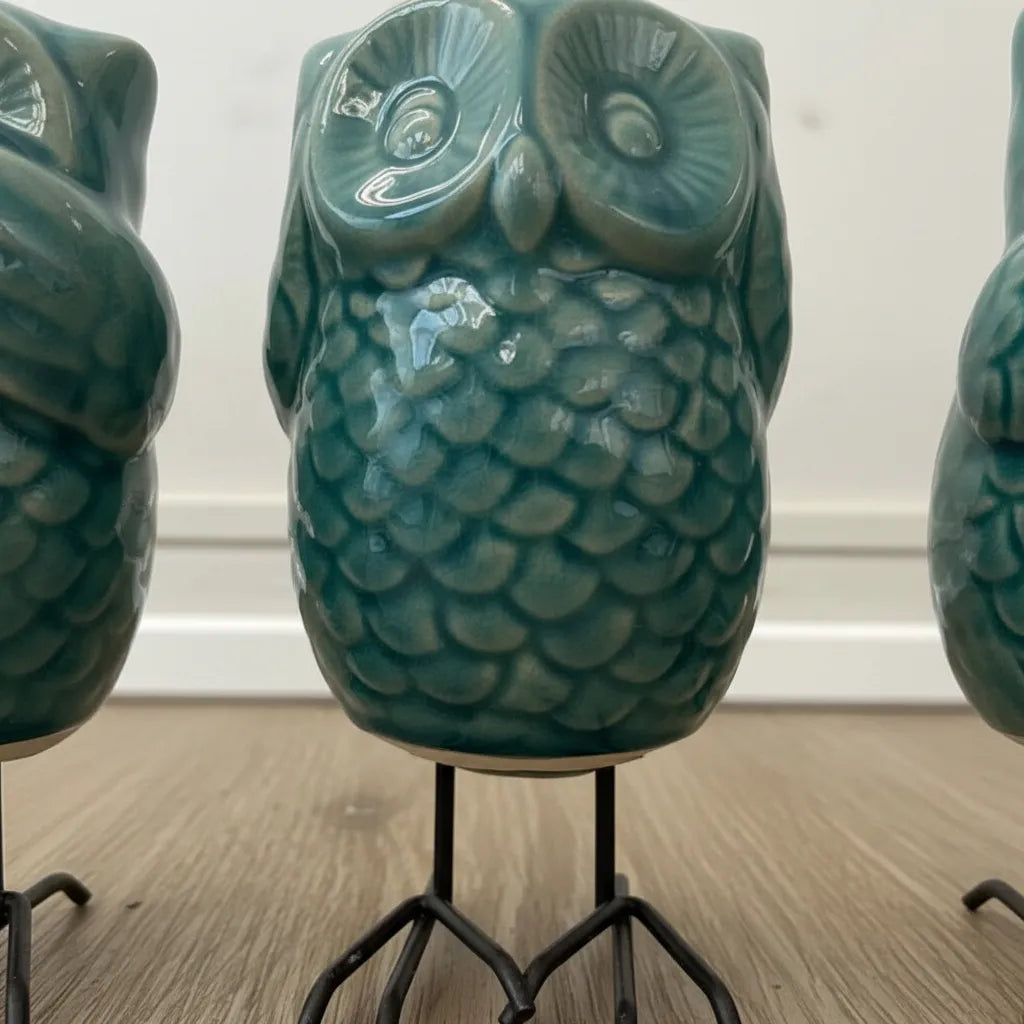 Set 3 Buhos de Cerámica “No veo, No oigo, No digo”